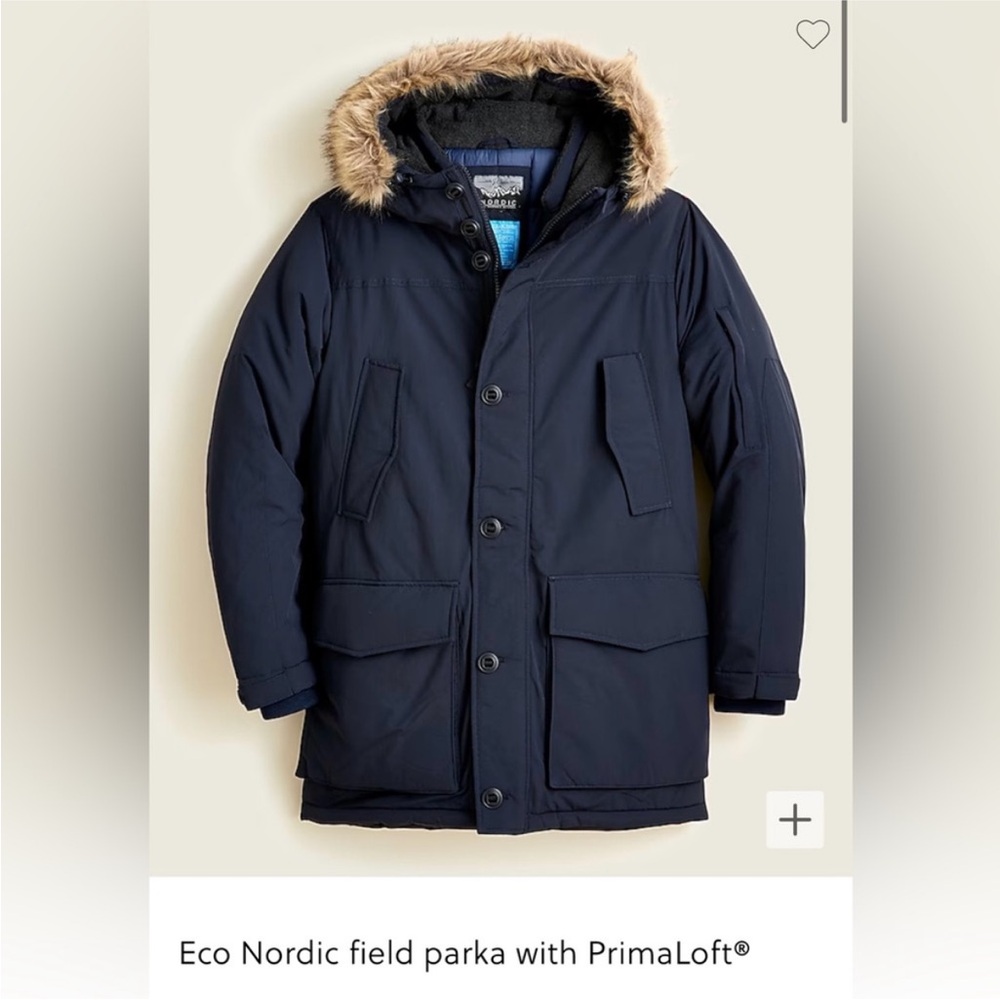 JCrew Eco Nordic Men's Navy Parka with PrimaLoft®